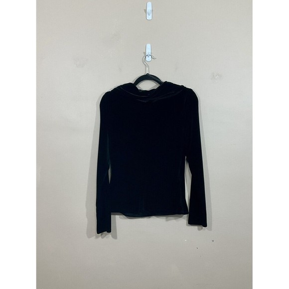 VTG Chetta B Sherrie Bloom Womens Velvet Shirt Size Large Black Goth 90s Grunge - Picture 2 of 4